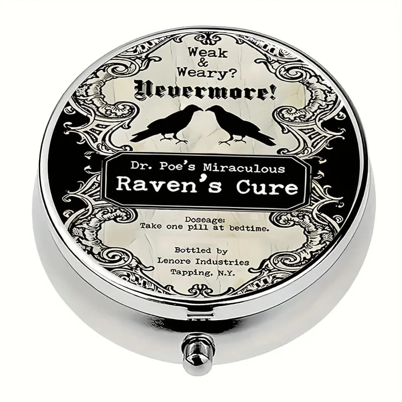 1 cool Halloween party enthusiast square pill box, mini pill box, 2-compartment medicine storage box, portable home medicine storage box, suitable for purse, travel, unique gift