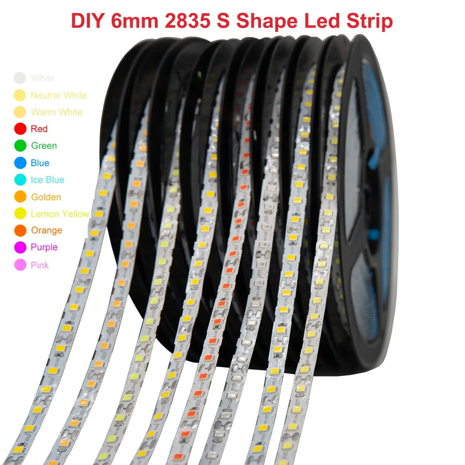 DC12V S Forma Striscia LED 6mm Larghezza Pieghevole 2835SMD 120LED/m Flessibile Pieghevole Luce Della Stringa FAI DA TE Neon Sign Lettera 12 Colori 1m-100m