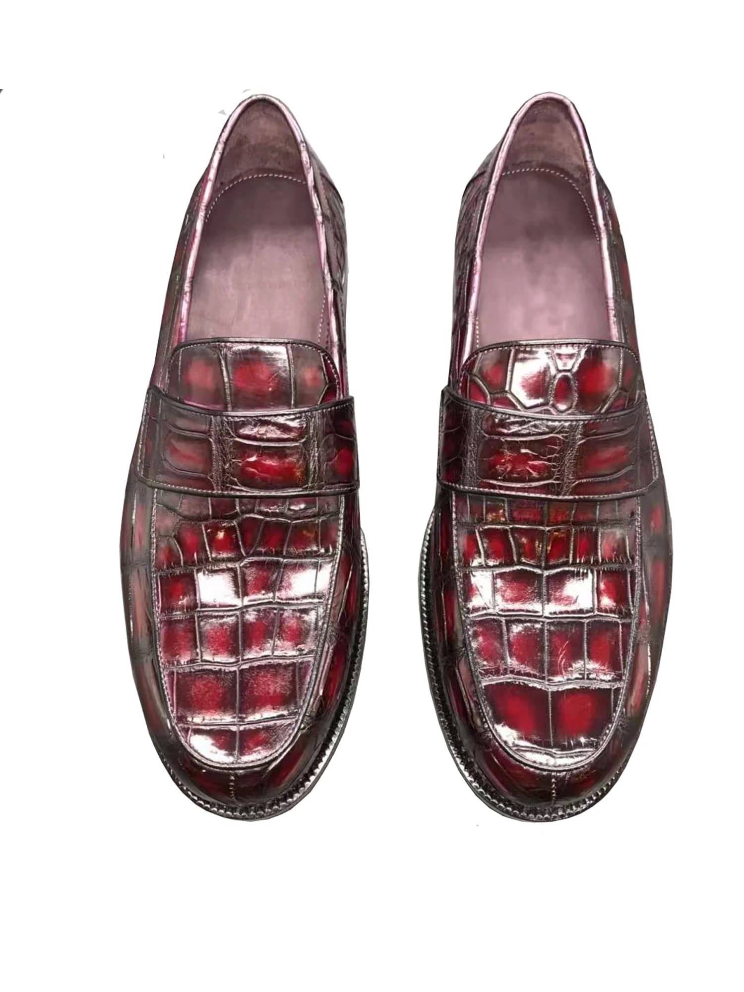Nuove Scarpe da Uomo Yinshang, Mocassini Rossi in Pelle di Coccodrillo, Calzature Eleganti per Matrimoni e Occasioni Formali