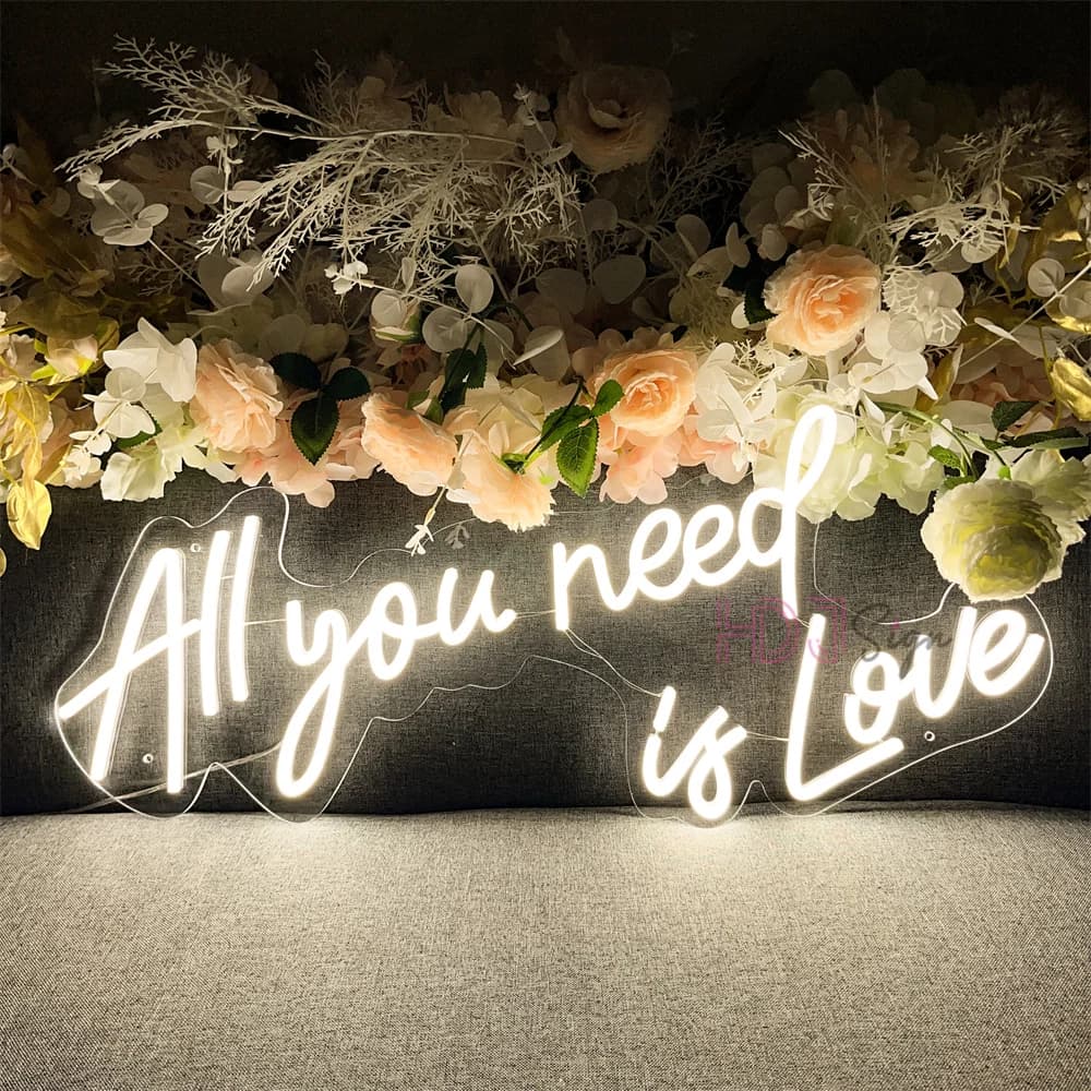 Tutto ciò di cui hai bisogno è amore Insegna al neon Luci a LED Decorazione di nozze Luci al neon a LED da parete Decorazioni per la cameretta dei bambini Regali di compleanno Insegna al neon a LED