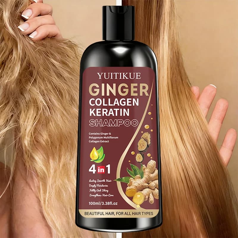 YUITIKUE Shampoo al Collagene e Zenzero, Schiuma Densa, Facile da Risciacquare, Capelli Lisci e Lucenti, Senza Secchezza Dopo il Lavaggio