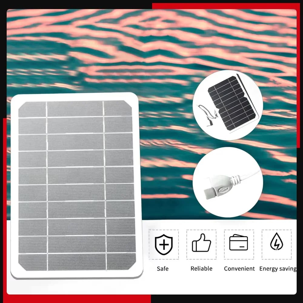 2W/5W 5V Small Solar Panel with USB DIY Monocrystalline Silicon Solar Cell Waterproof Camping Portable Power Solar Pane