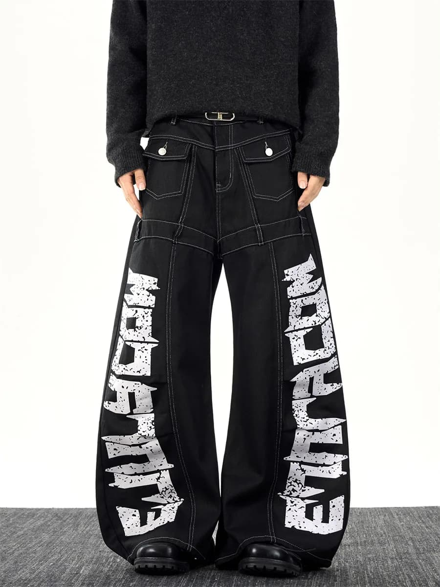 American Style Straight Leg Men's Jeans Casual Vintage Winter Fashion Design Sense Knife Shape Casual Pants for Youth