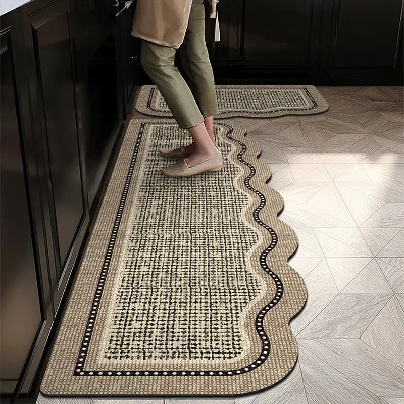 Kitchen Floor Mat Non-slip Waterproof Oil-proof Carpet Irregular Minimalist Line Texture Rug Home Decoration Foot Mats 주방 카펫