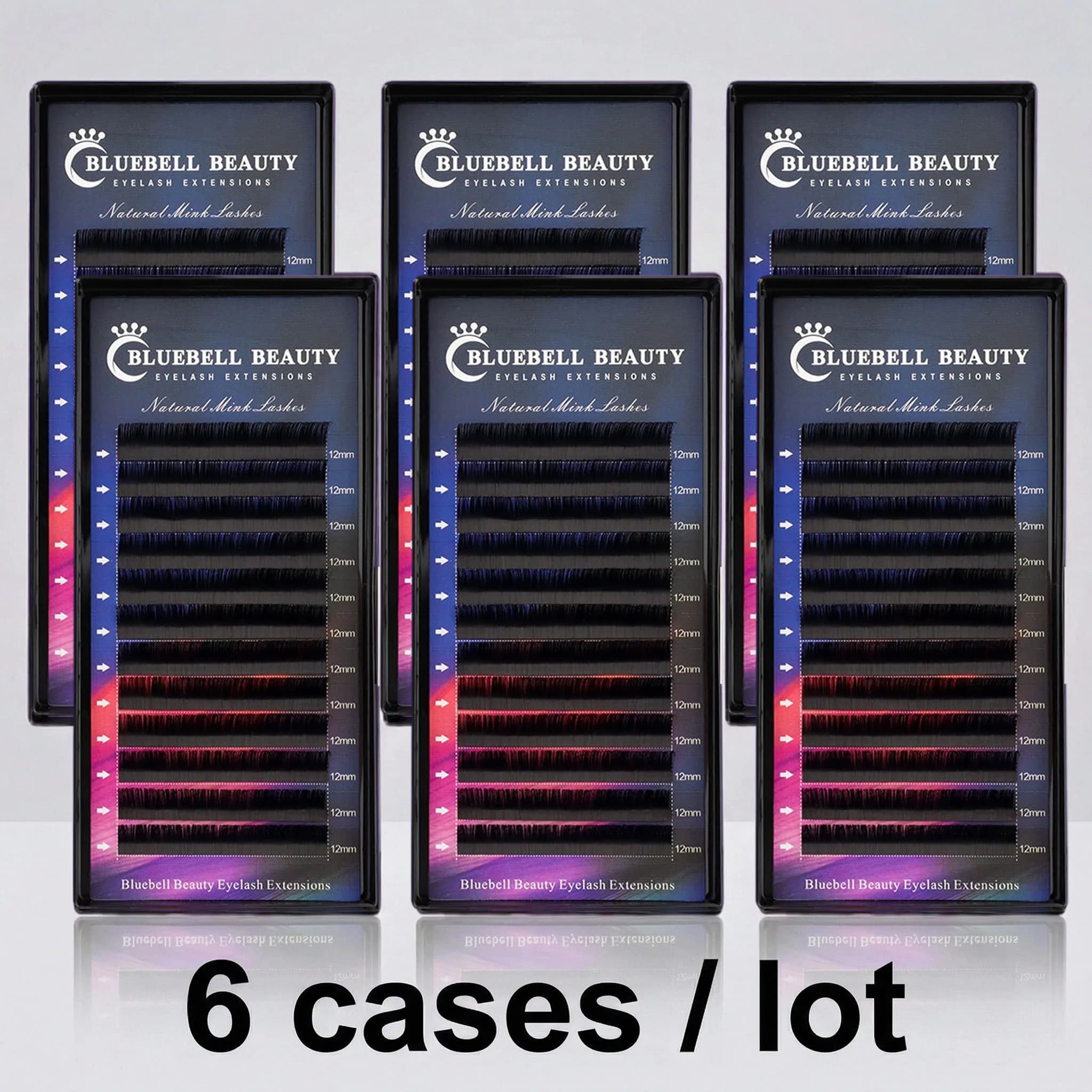 6 Packs/Lotto Eyelash Individual in Tray 8-15mm Natural Korean effect PBT Synthetic CC Curl Extension Eyelashes DIY Volume Cluster