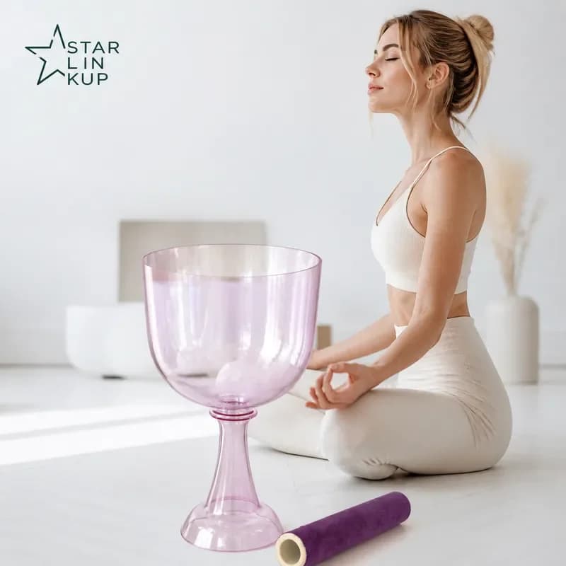 STAR LIN KUP 432Hz Violet Crystal Singing Bowl B Note Crown Chakra Sound Healing Meditation Yoga Perfect Pitch Magic Grail
