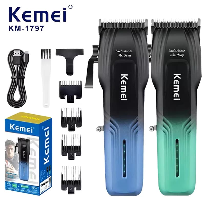 Kemei KM-1797 Powerful Wireless Electric Haircuts Professional for Barbiere, Regularbarba and Hair Cutting Machine Rechargeable