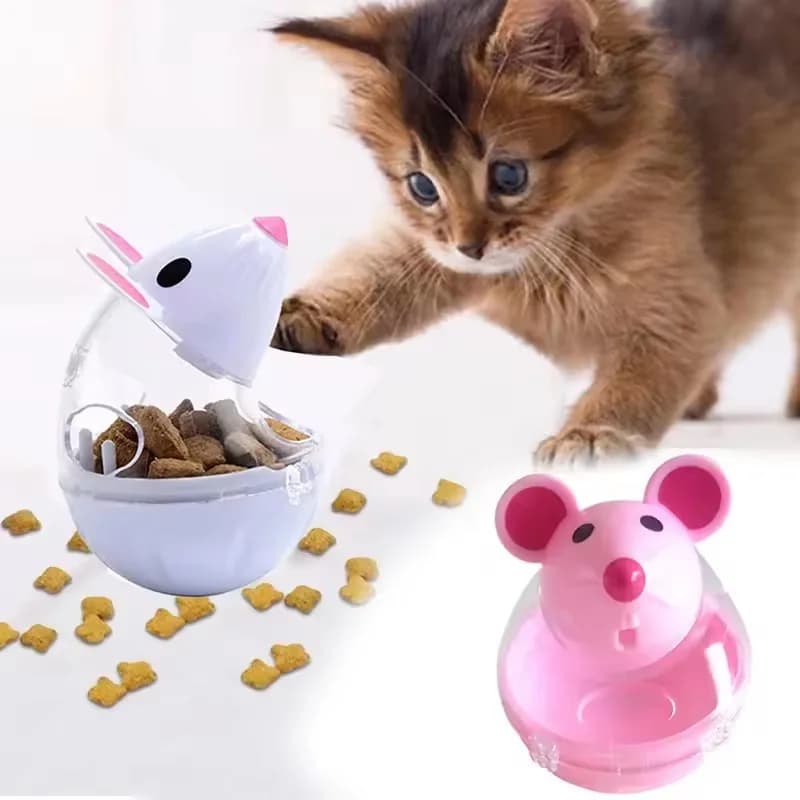 Mangiatoia per animali domestici Giocattolo per gatti Mouse Cibo Rolling Perdite Dispenser Ciotola Gioco interattivo Giocattolo di addestramento per gattini Gatti Divertenti forniture per animali domestici