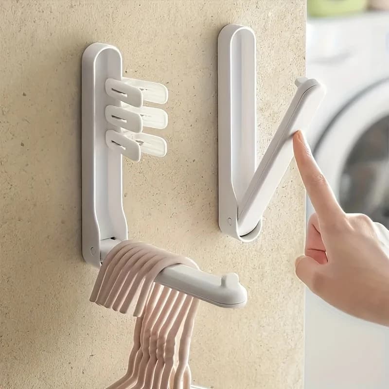 Organizer Foldable Hanger Spare with Hooks - Brushed Finish, Plastic Bearings for Home Organization