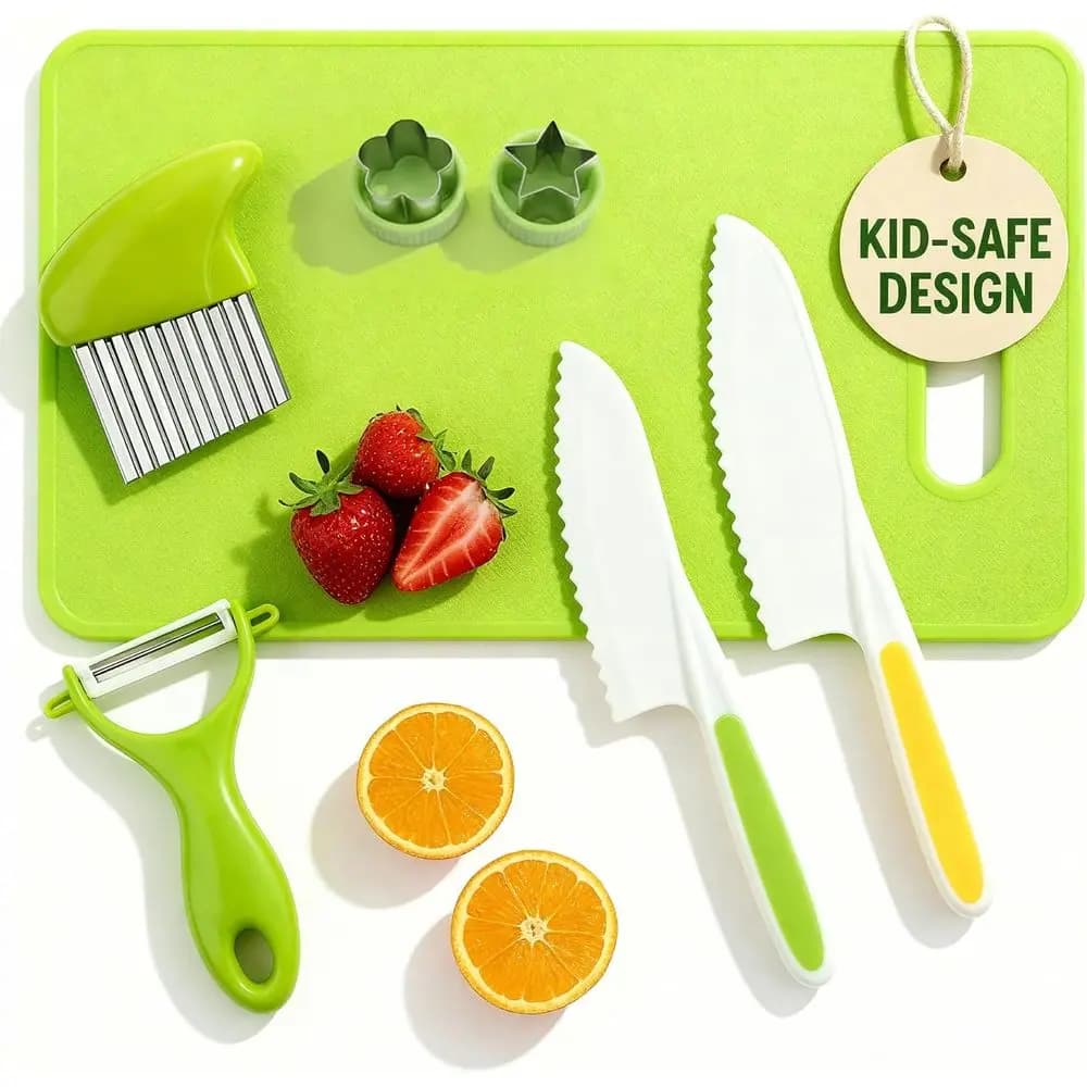 Children's Real Cooking Set with Cutting Board and Knife, Toddler Kitchen Tools and Recipe Book