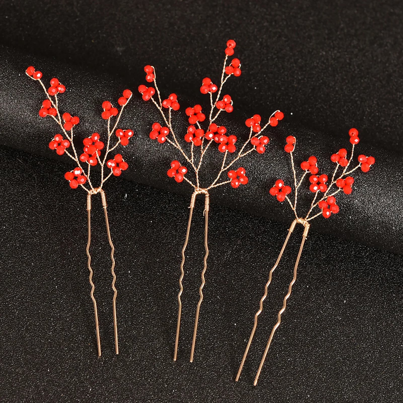3 Pieces U Shaped Hair Clips Wedding Headdress Wedding Headbands Pearl Flowers Accessories for Women's Wedding Hair Jewelry Headdress