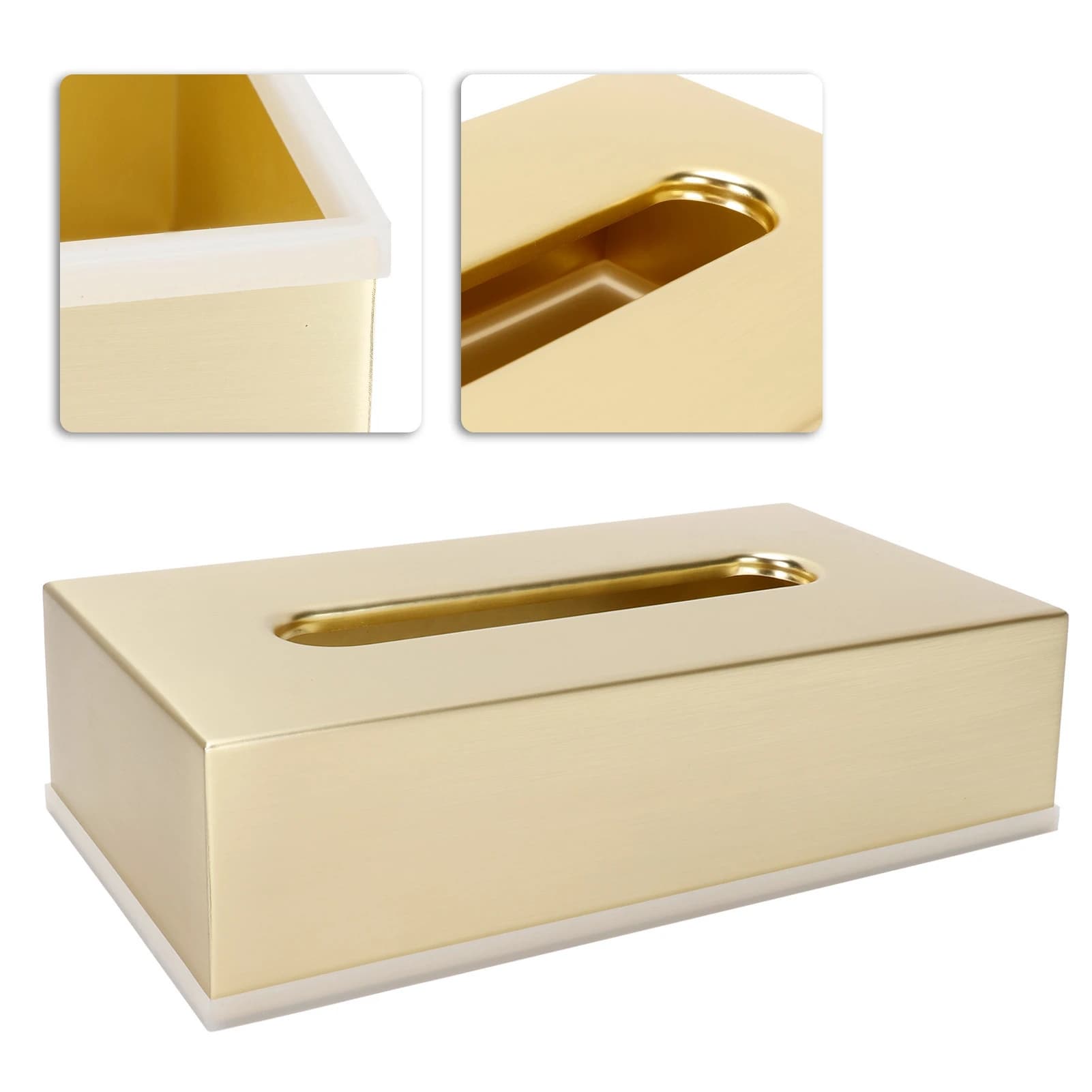 Portarotolo per Carta Igienica in Acciaio Inox 304 con Mensola, Adesivo, Dorato, Rettangolare, da Parete, Organizzatore per Bagno