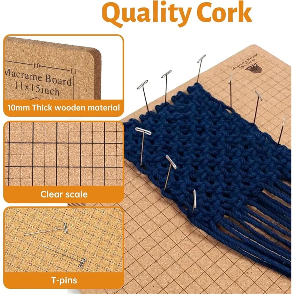 【2026 TOP Global】▼△◑108 Pcs Macrame Board and Pins Kit, 12x16 Inch Wood Macrame Board and Metal Adjustable Holder for Braiding,
