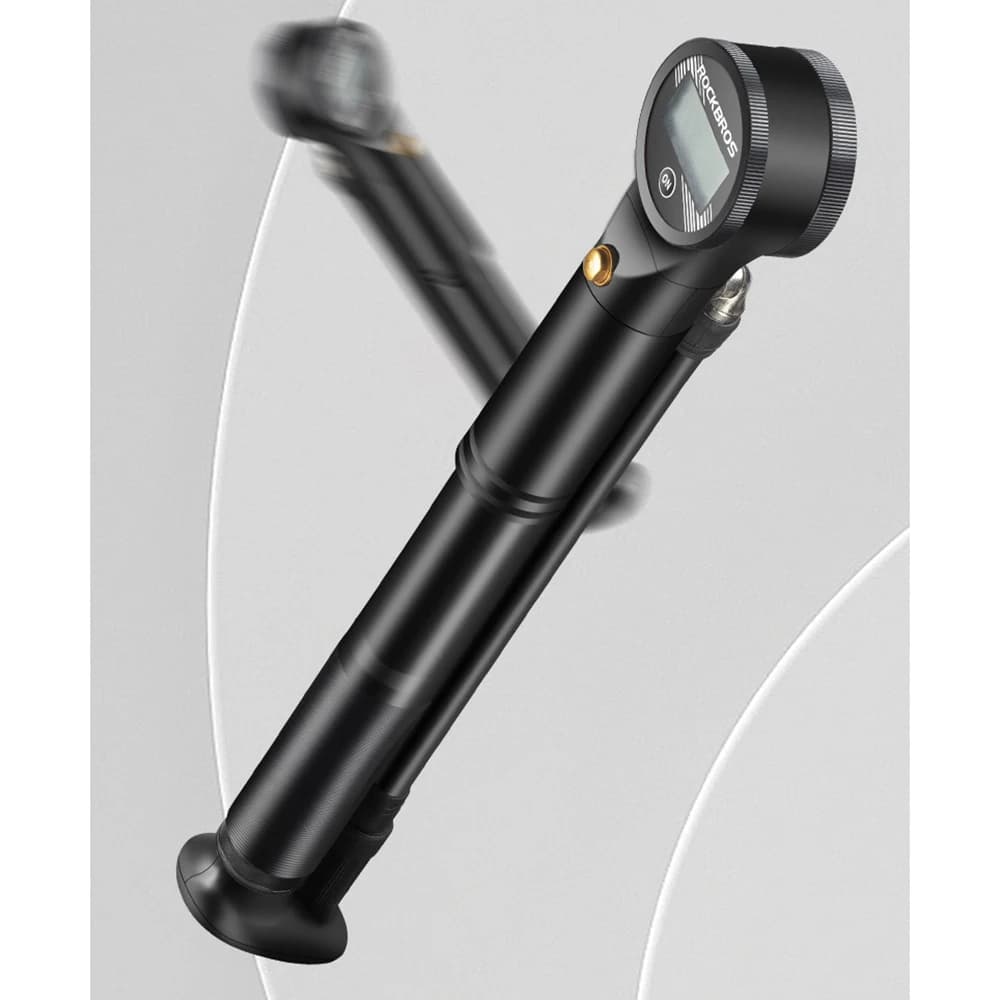 Rockbros portatile piccolo orologio elettronico pompa a doppia corsa ad alta pressione 320PSI pompa ad aria per bicicletta accessori per bici per pneumatici da ciclismo