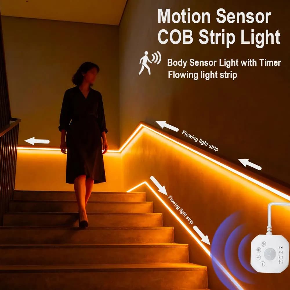 Striscia LED COB con Sensore di Movimento, Alimentazione USB, Luci Flessibili per Camera da Letto e Armadio