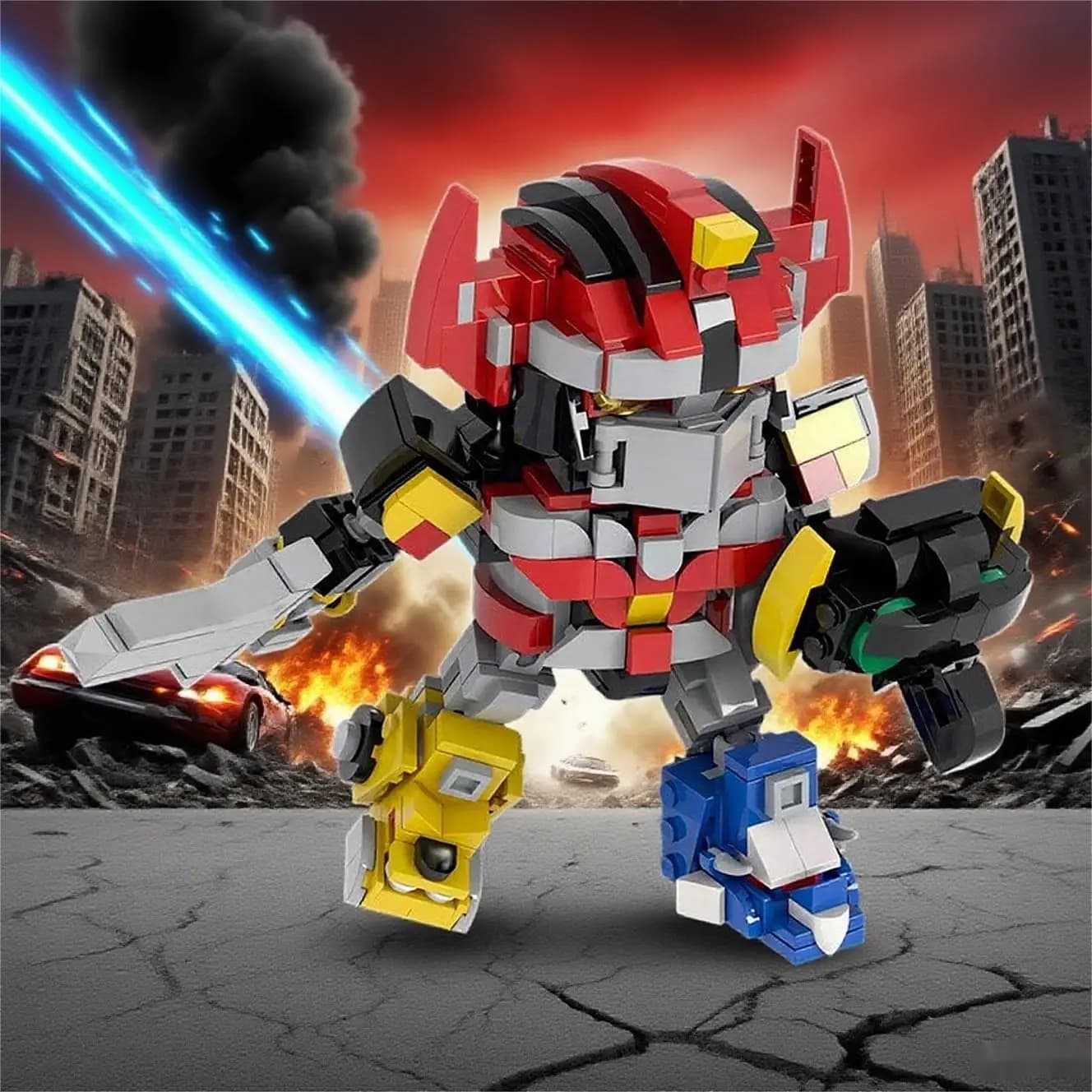 MOC giocattolo da costruzione robot da combattimento trasformazione assemblaggio guerriero modello ornamento da tavolo assemblaggio giocattolo da costruzione per adulti
