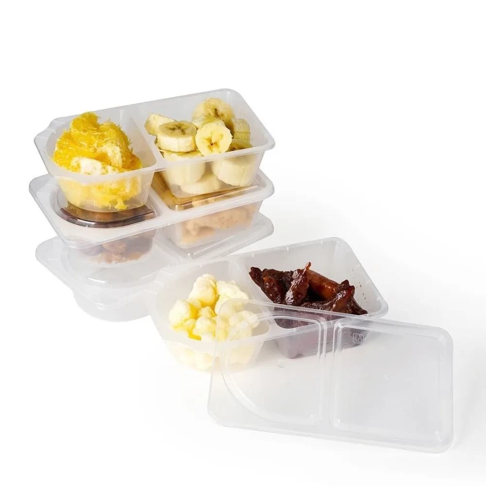 Contenitori per Snack in PP da 10/20 Pezzi, Trasparenti e a Prova di Perdite, Contenitori per la Preparazione dei Pasti con 2/3 Scomparti e Coperchi, Contenitore per Alimenti da Viaggio