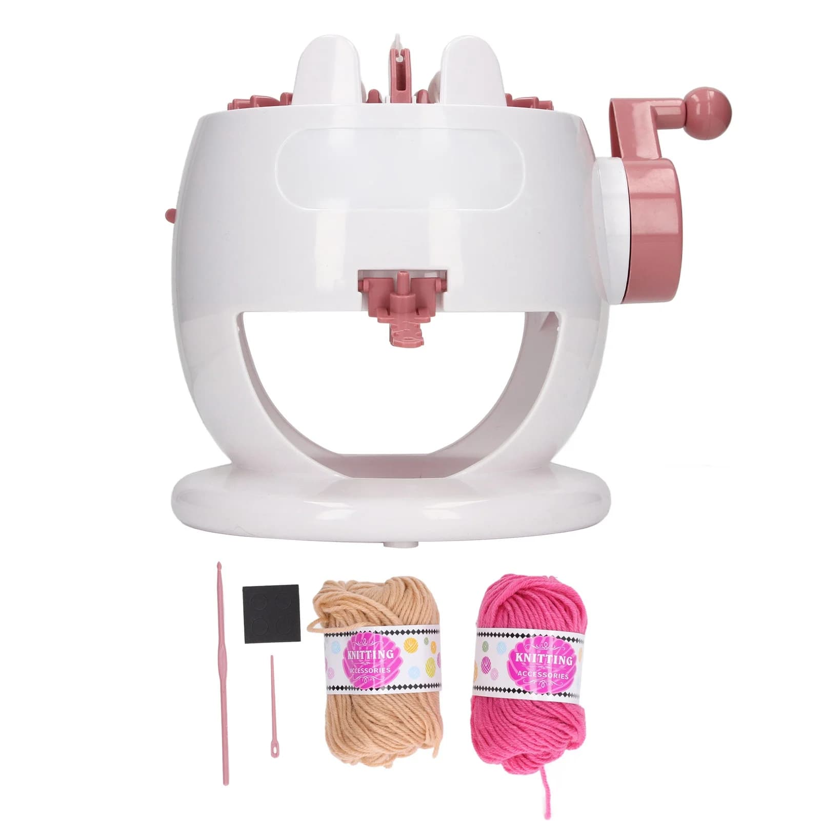 Small Kids Knitting Machine 22 Needles 2 Color Strings Hand Operated Rotating Round Knitting Toy
