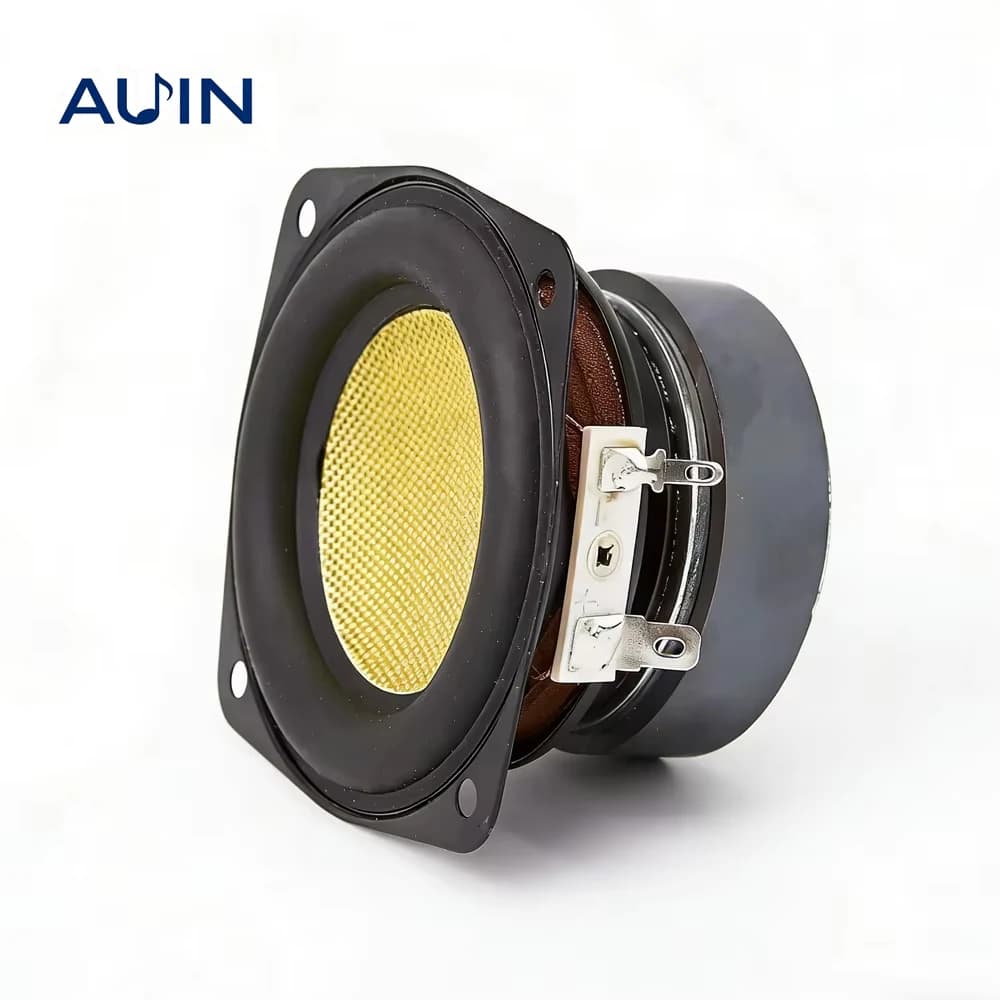 AUIN 1 Pcs 78MM 3 Inch 4 Ohm 20W Subwoofer Speaker Unit Yellow Glass Fiber Waterproof Bass DIY Hifi Bluetooth Loudspeaker