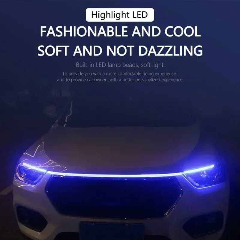 Luci di Segnalazione per Auto, Luci Diurne, Indicatori di Direzione LED, Striscia Luminosa Decorativa per Cofano Auto, Luce Indicatrice 12V
