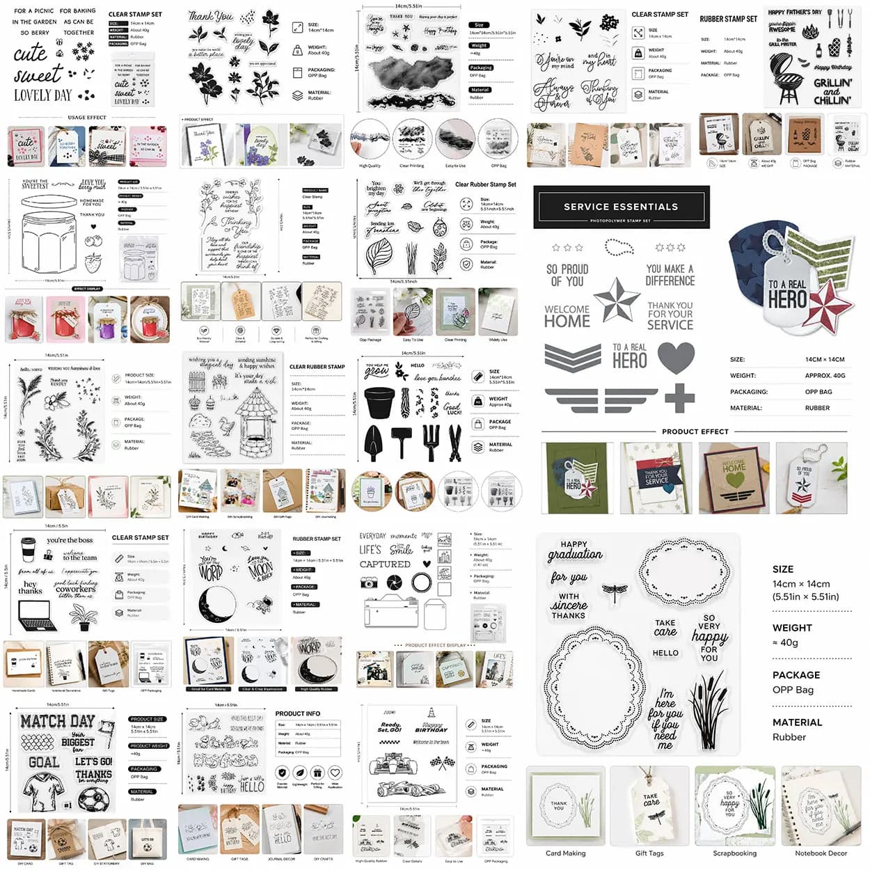 Multi-Themed Clear Stamp Set, Text/Floral/Life Scene Metal Cutting Dies Stamps for DIY Scrapbooking & Greeting Card