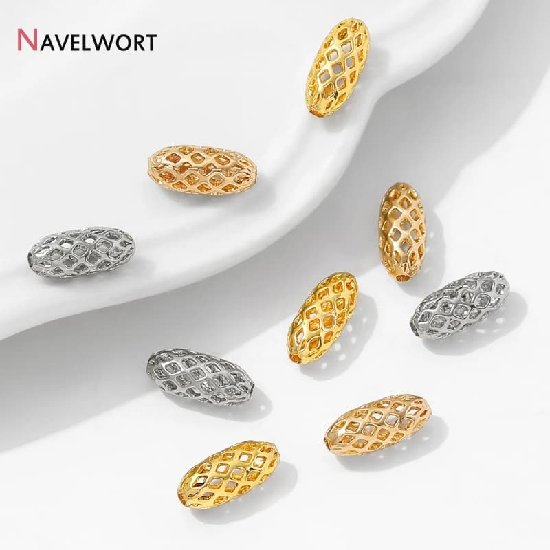 Perline distanziatrici ovali in ottone placcato oro 14K/18K, perline separatrici, accessori per la creazione di bracciali e collane, materiali per gioielli fai da te