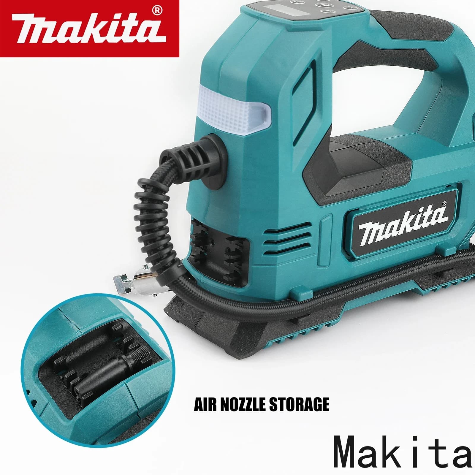 Makita DYS59 Gonfiatore automatico senza fili, pompa elettrica per pneumatici auto, compressore d'aria portatile per batteria Makita 18V (senza batteria)