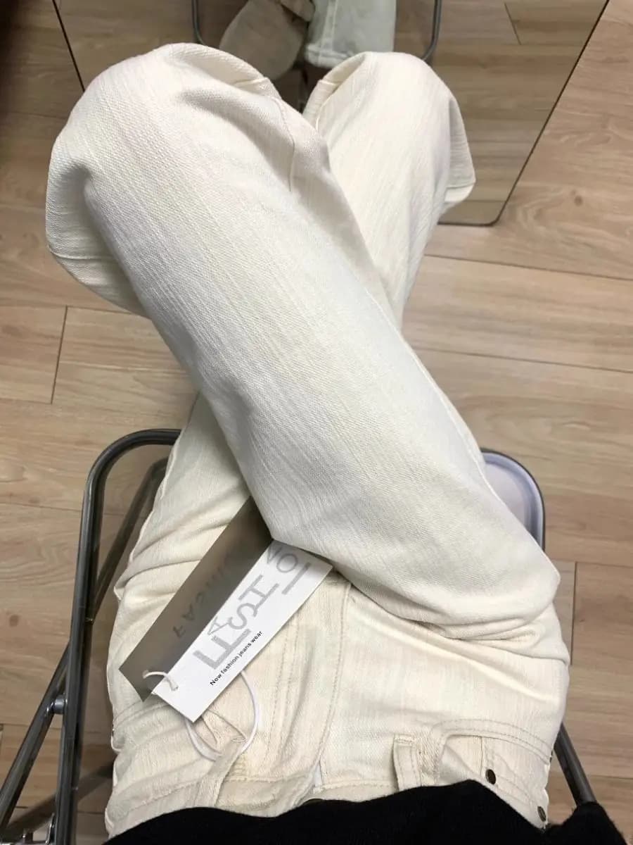 Trendy Women's Straight Leg High Waist Wide Leg Jeans Slimming Design Khaki Color Long Pants Autumn New Style Casual Denim