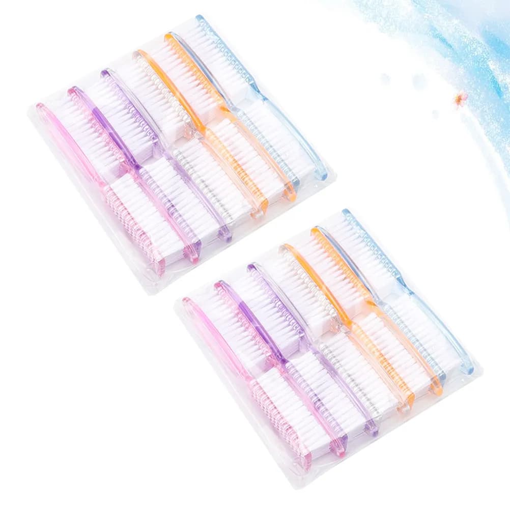20Pcs Nail Brush Set Premium Sturdy Bristles Long Handle for Nail Cleaning Manicure Pedicure Art Dust Removal Professional