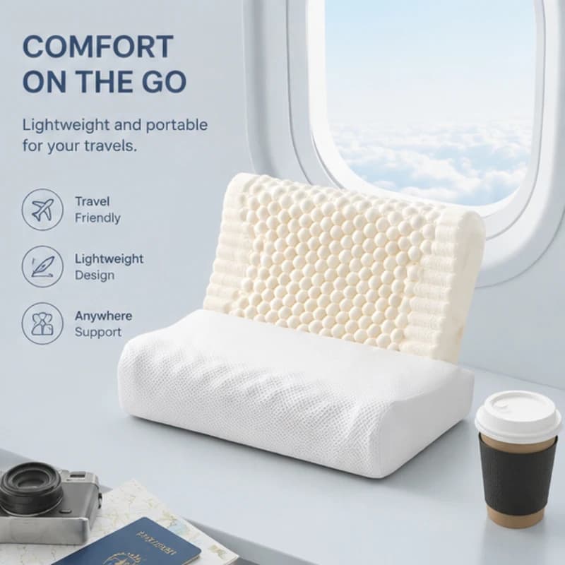 Thai Natural Latex Soft Cervical Support Cushion Breathable Ergonomic Neck Pillow For All Family Bedroom Night Daily Relax Rest