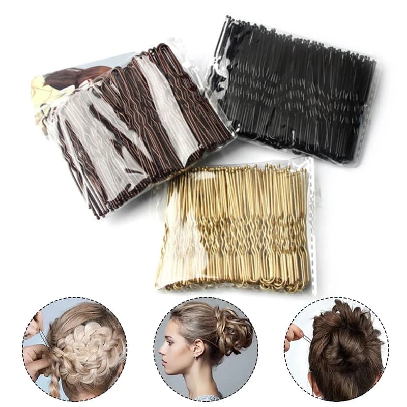 100 Pezzi/Sacchetto 5cm/6cm Fermagli per Capelli a U in Lega, Mollette Ondulate Semplici in Metallo, Forcine, Strumenti per Acconciature da Sposa〔CC55〕
