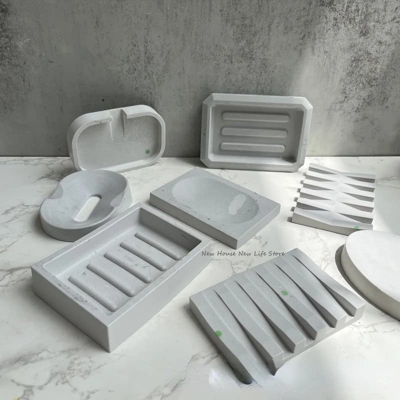 Soap Storage Tray Concrete Silicone Molds Square Soap Dish Plate Resin Epoxy Moulds Handmade Cement Plaster Soap Box Holder Mold