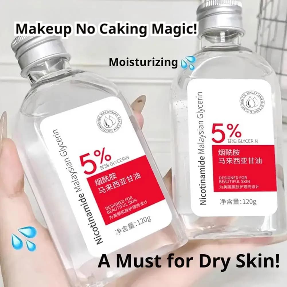 Siero con Niacinamide, Vitamina E e Glicerina da 120ml, Primer Idratante per il Viso, Olio Idratante Anti-Secchezza per la Cura della Pelle, Base per il Trucco Quotidiano