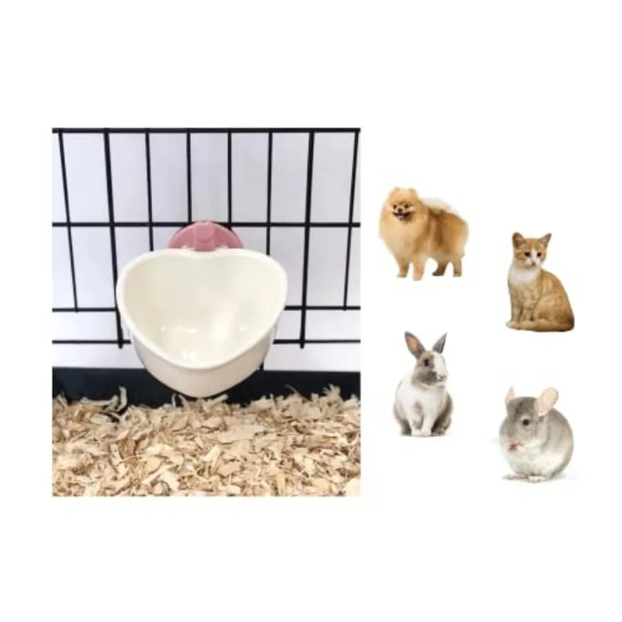 Ciotola per Cibo a Forma di Cuore Rimovibile Brevettata per Cani/Cuccioli/Conigli/Gatti/Porcellini d'India/Chinchilla/Uccelli - Ciotola per Acqua per Piccoli Animali