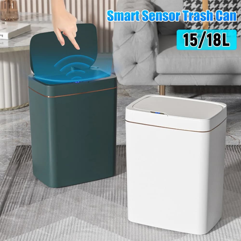 Bidone della spazzatura automatico da 15/18 litri, impermeabile, intelligente, per bagno, secchio della spazzatura ricaricabile, strumenti per la pulizia della casa