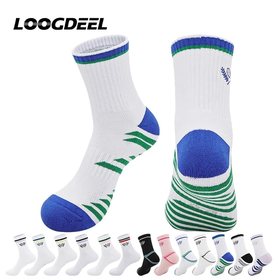 Calzini antiscivolo Loogdeel per adulti, traspiranti, assorbenti del sudore, calzini sportivi professionali, calzini da allenamento in cotone ricamato.