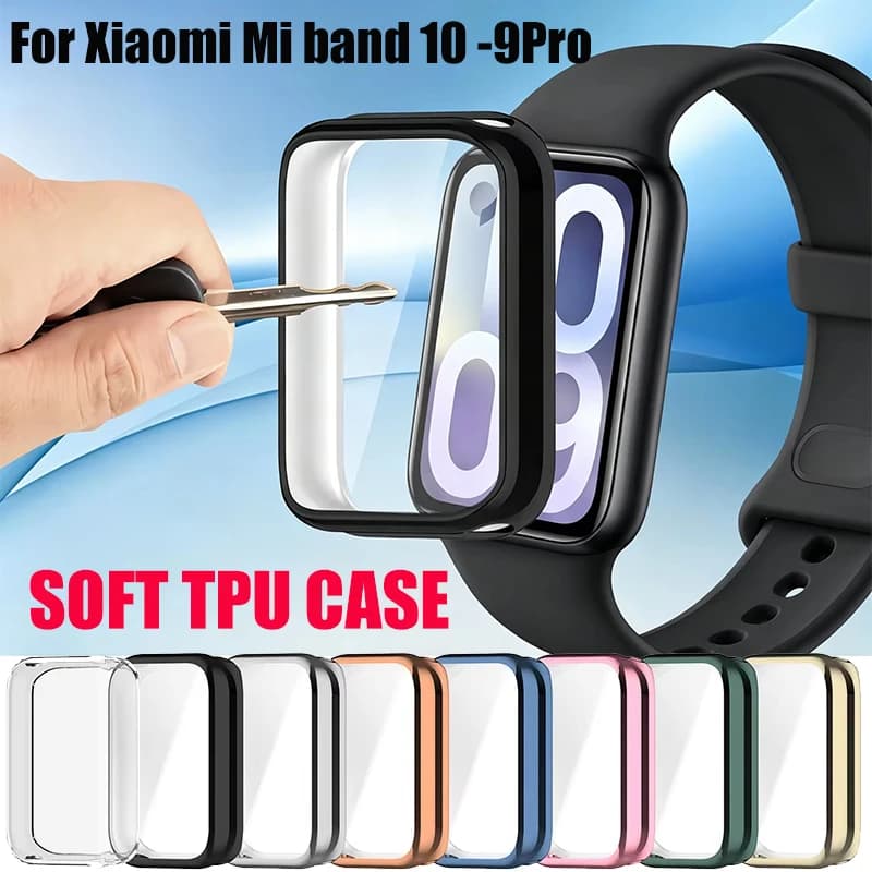 Soft TPU Case For Xiaomi Mi band 10 Pro Smart Watch Cases Bumper Shell Cover Screen Protector For Miband 9 Pro/Miband 10 Pro