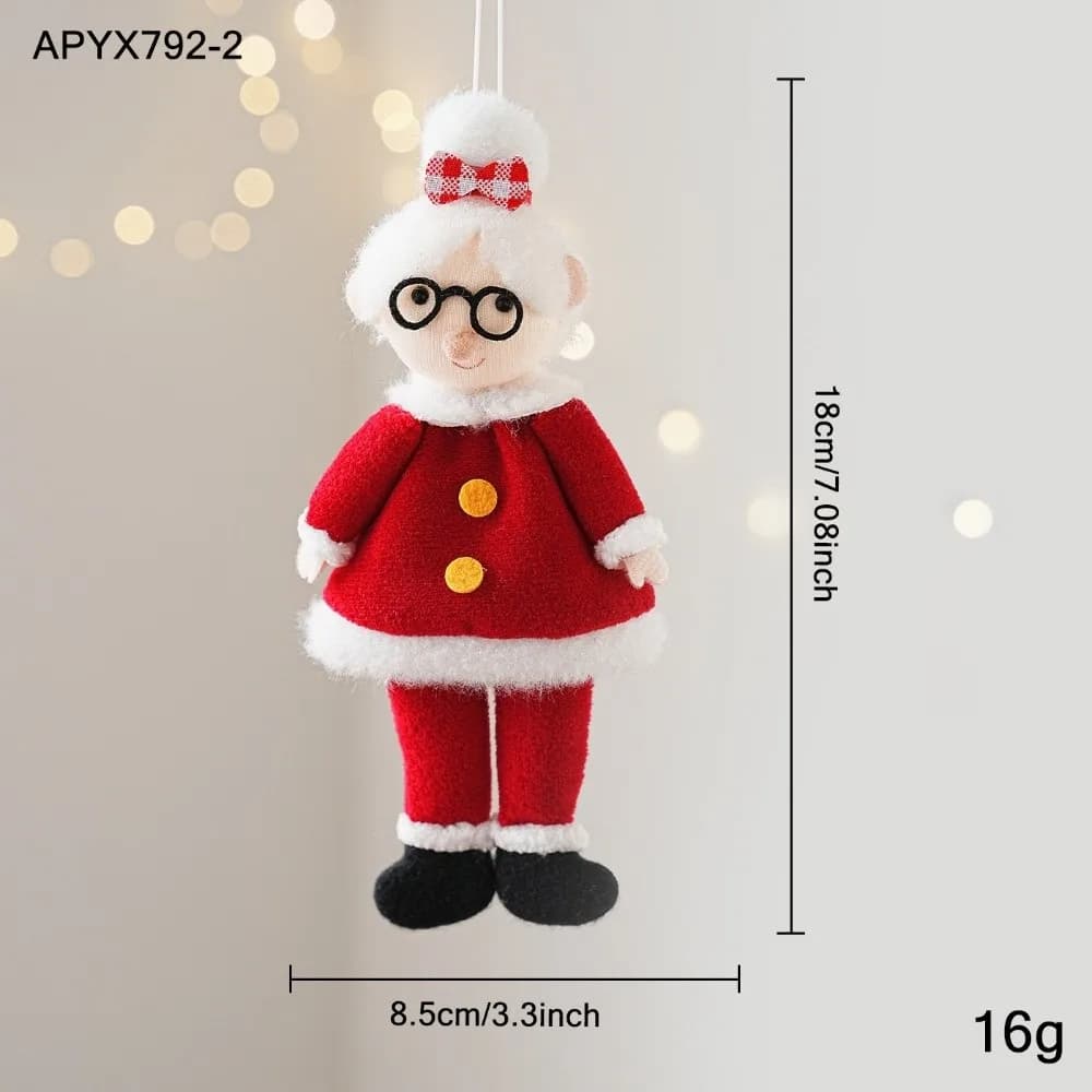 New Cloth Craft Santa Ornament Doll Shape Hanging Cord Xmas Hanger Multi‑Style Set Trim Holiday Decor Gift Embellishment