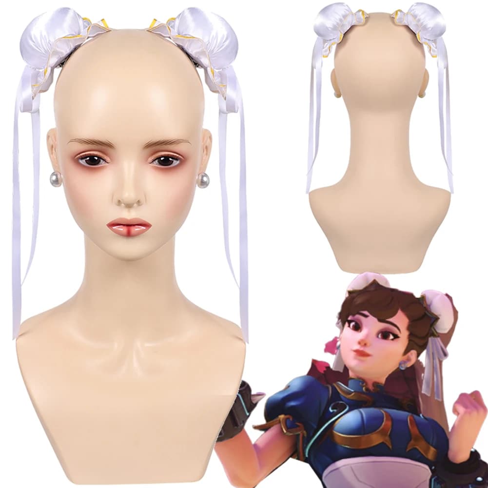 Chun Li Juno Earrings for Cosplay Hair Sandwich for Women Copricapo Game OW Costume Accessories Woman Punches Gifts