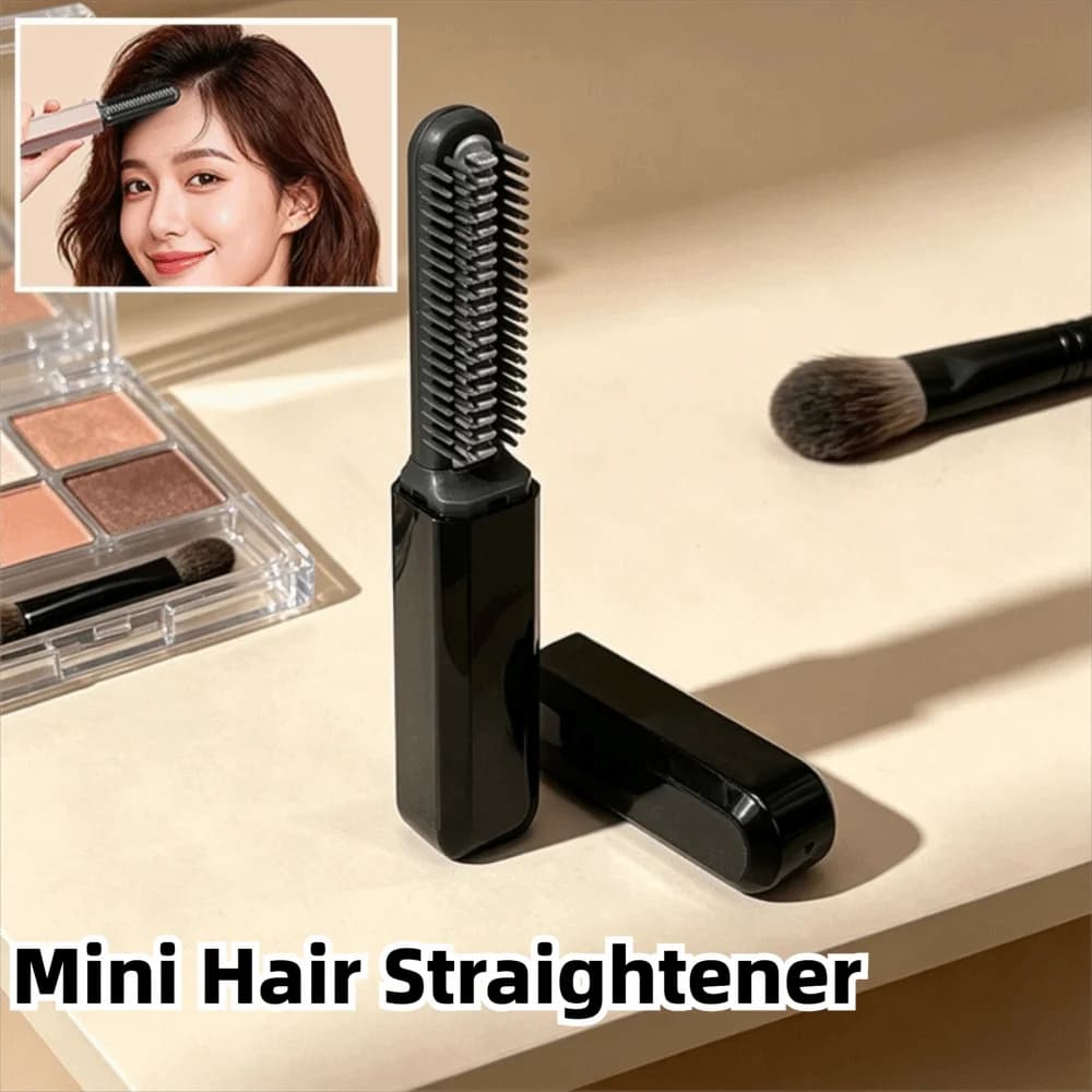 Portable Mini Hair Straightener Cordless Rechargeable Heated Hair Straightening Comb Frizz-Free Hair Friendly