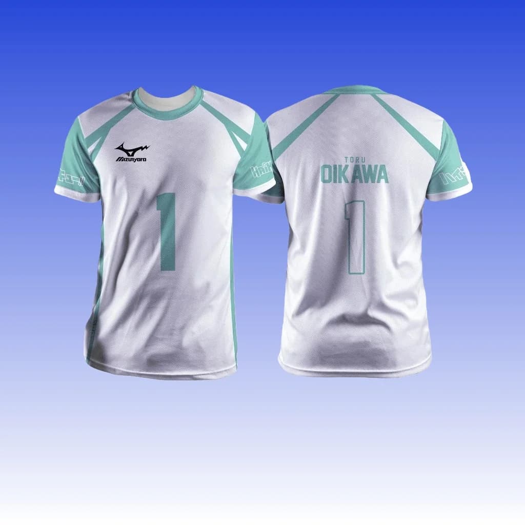 Aoba Johsai High School, Oikawa Toru 1, Anime Japanese Bandai, White and Green, Sportwear Anime 2025