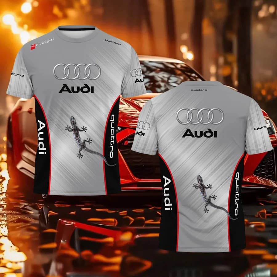 T-shirt sportiva da uomo ad asciugatura rapida per autorizzazione Audi T-shirt da allenamento casual leggera ed elegante traspirante che assorbe il sudore