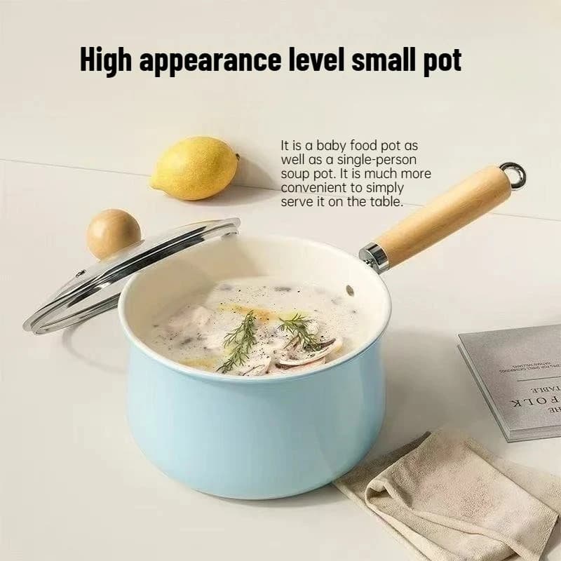 JUSTINLAU Pentola in Ghisa Ceramica Smaltata Diametro 16/18cm, Antiaderente, Ideale per Cucina Domestica