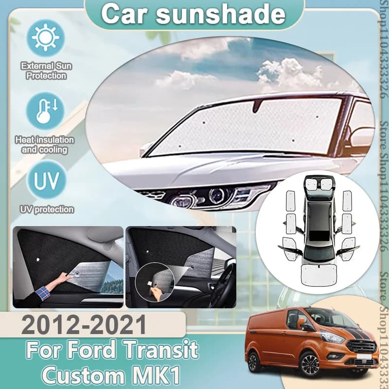 Parasole per auto per Ford Transit Custom MK1 2012-2021 2020 Visiera per finestrini completi Protezione solare Anti UV Accessori auto