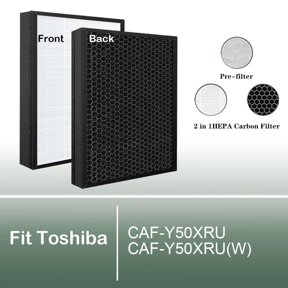 Per purificatore d'aria Toshiba CAF-Y50XRU CAF-Y50XRU(W) Sostituzione filtro combinato al carbonio HEPA da 2 IN