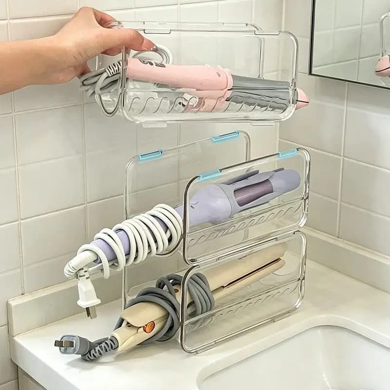 Clear Stackable Hair Styling Tool Storage Rack Curling Iron Holder Perfect Gift for Women Bathroom Vanity Organizer