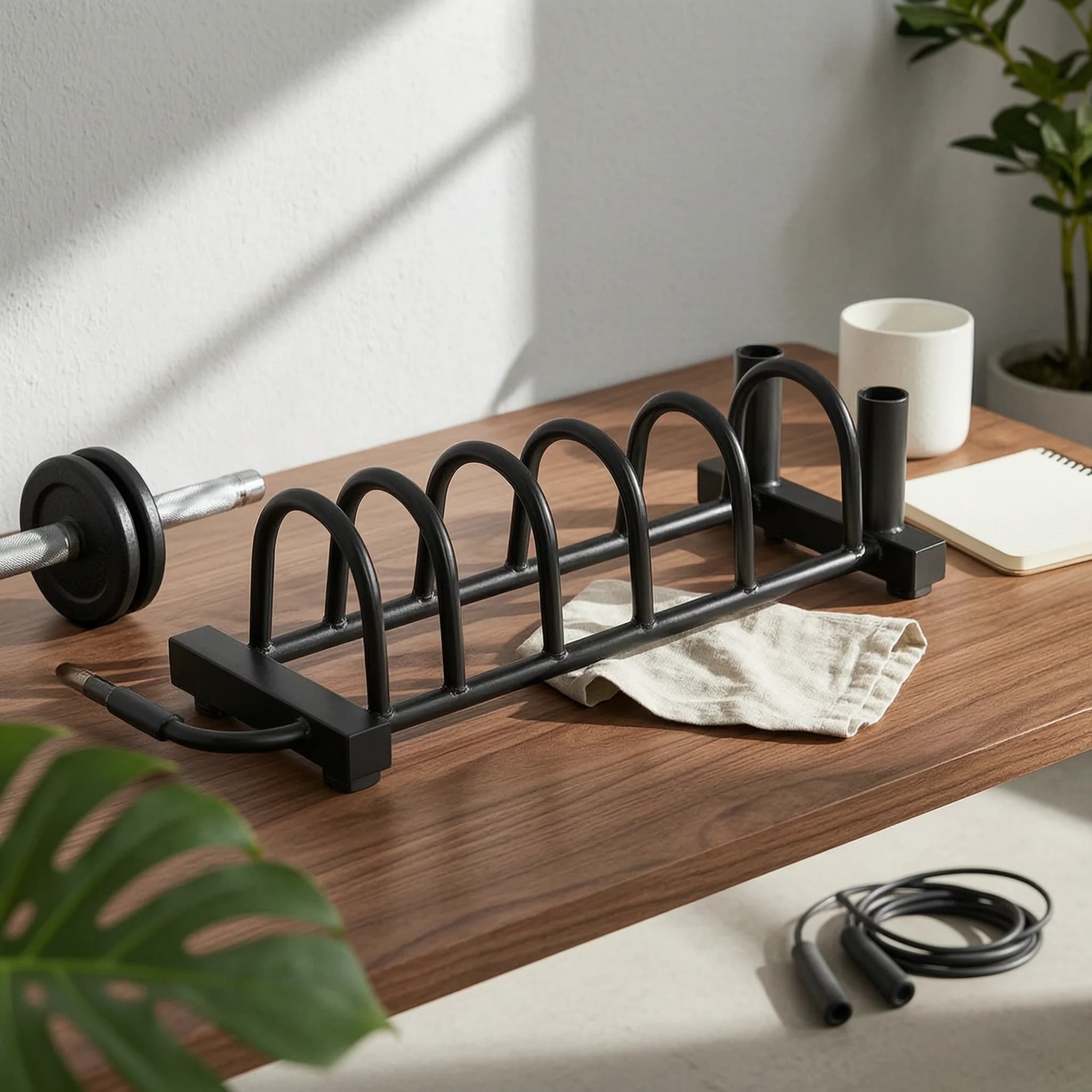 Weight Plate Cart with Wheels Wheeled Weight Rack with Barbell Holders Barbell Holder Mobile Gym Organizer Sturdy