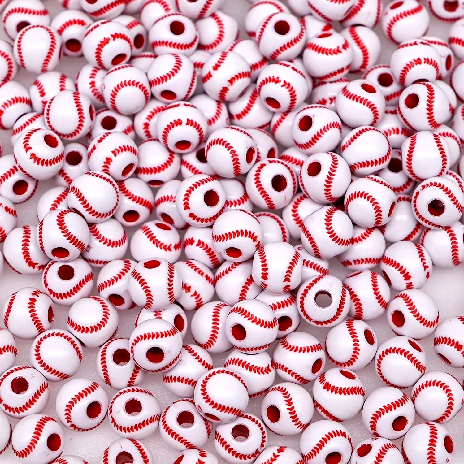 105pcs Baseball Beads Sport Bulk Beads for Jewelry Making, Bracelet Keychain Boys Bead Kit (Baseball)