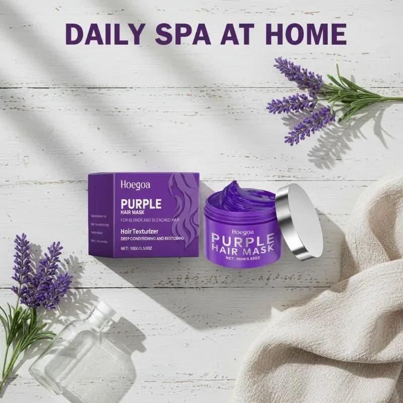 Trattamento Nutriente alla Cheratina Viola per Capelli Crespi e Danneggiati, Idratazione Profonda e Lucentezza per Casa e Salone