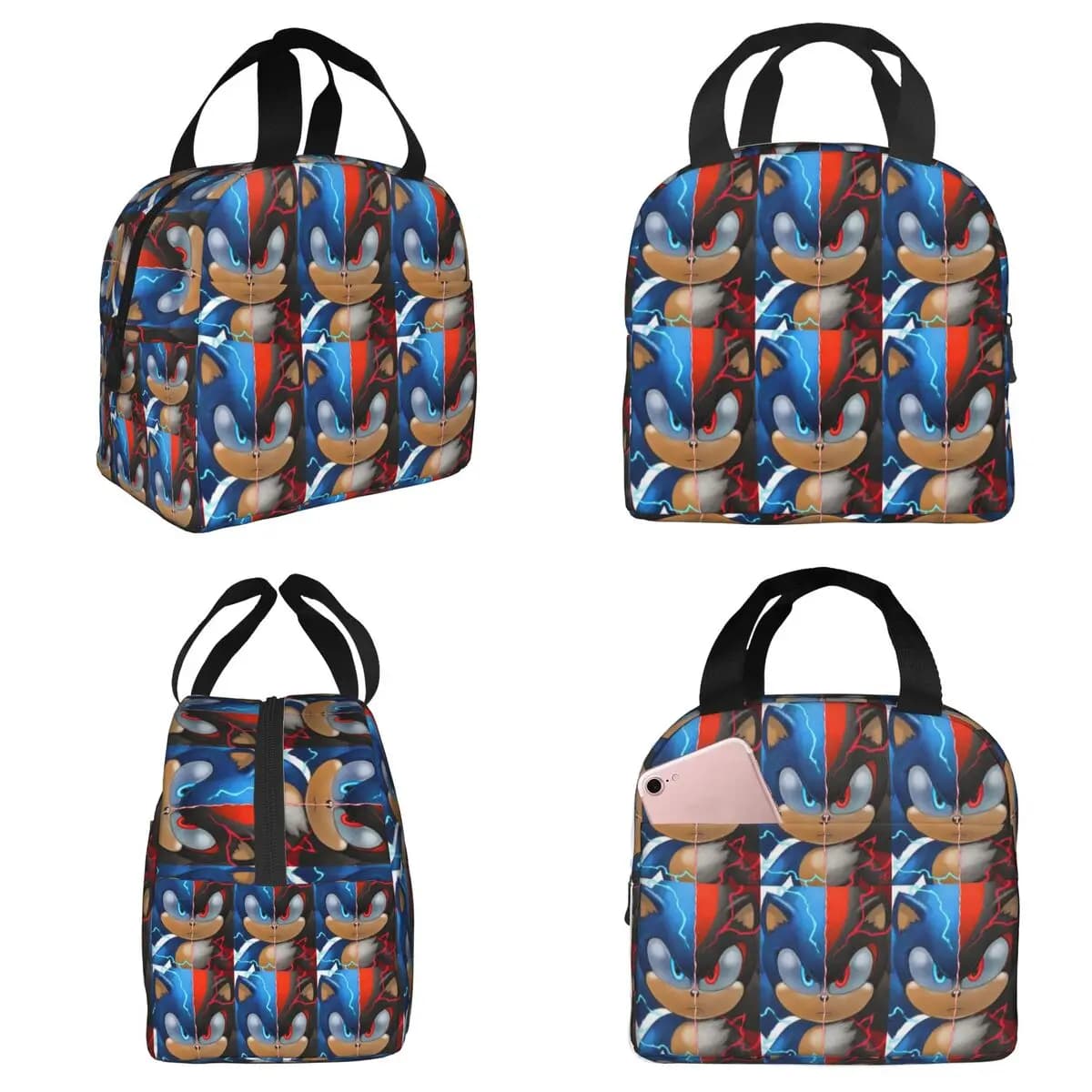 Borsa termica per il pranzo Sonic Shadow per bambini, borsa termica per la scuola, contenitore per alimenti, contenitore portatile per il pranzo
